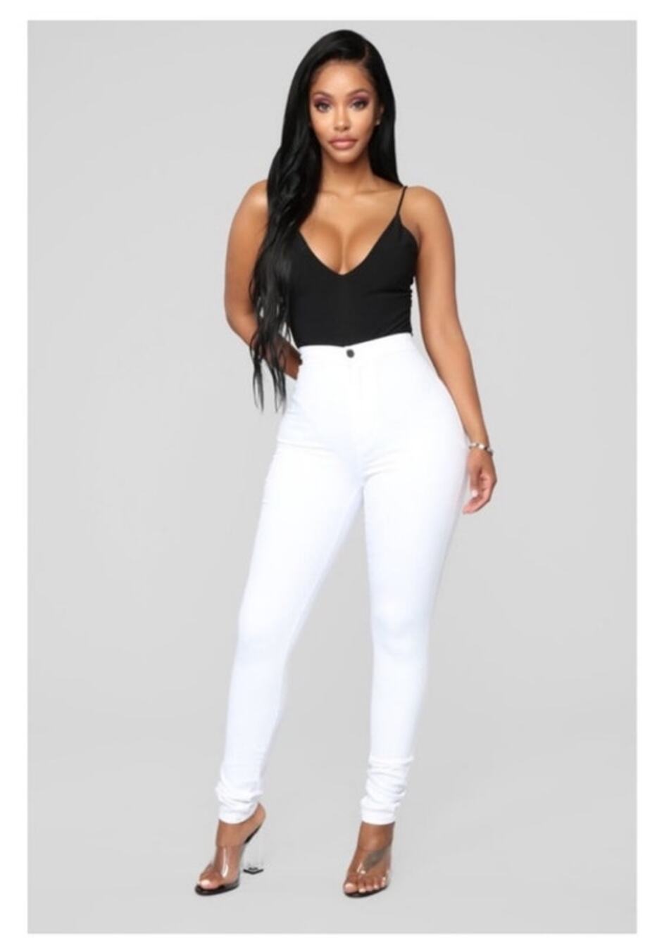 NWT Fashion Nova Super high waist denim skinnies white lycra 7
